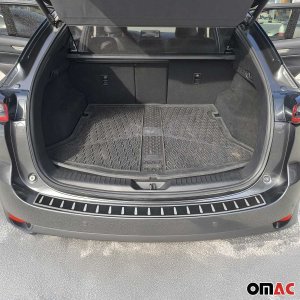 Mazda CX5 Rear Bumper Sill Cover - Omac - S.Steel + Carbon Foiled - Gloss Silver - 2017